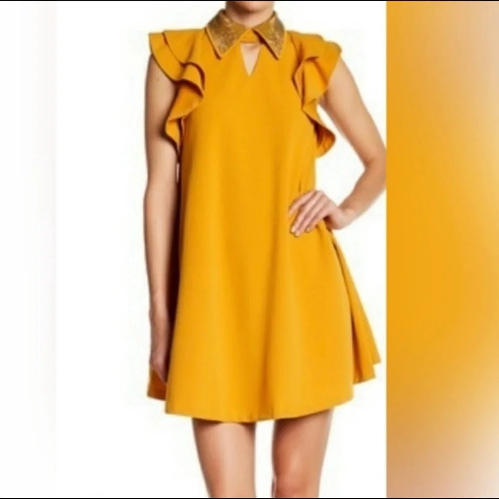 RED GRACIA CRYSTAL JEWELED COLLAR DRESS - Picture 11 of 11